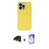 MARSİLYAN™- iPhone 15 Pro Kılıf Ahenk Serisi - Siyah Bilvis 5in1 3D Magic Cam Ekran Koruyucu + Raze Metal Kamera Lens - GS