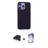 MARSİLYAN™- iPhone 15 Pro Kılıf Ahenk Serisi - Siyah Bilvis 5in1 3D Magic Cam Ekran Koruyucu + Raze Metal Kamera Lens - GS
