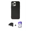 MARSİLYAN™- iPhone 15 Pro Kılıf Ahenk Serisi - Siyah Bilvis 5in1 3D Magic Cam Ekran Koruyucu + Raze Metal Kamera Lens - GS