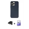 MARSİLYAN™- iPhone 15 Pro Kılıf Ahenk Serisi - Siyah Bilvis 5in1 5D Magic Hayalet Cam Ekran Koruyucu + Gümüş Raze Metal Kamera Lens