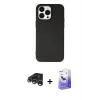 MARSİLYAN™- iPhone 15 Pro Kılıf Ahenk Serisi - Siyah Bilvis 5in1 5D Magic Hayalet Cam Ekran Koruyucu + Gümüş Raze Metal Kamera Lens