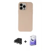 MARSİLYAN™- iPhone 15 Pro Kılıf Ahenk Serisi - Siyah Bilvis 5in1 5D Magic Hayalet Cam Ekran Koruyucu + Titanyum Gri Raze Metal Kamera Lens