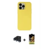 MARSİLYAN™- iPhone 15 Pro Kılıf Ahenk Serisi - Siyah Buffer Cam Ekran Koruyucu + Raze Metal Kamera Lens - LT