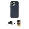 MARSİLYAN™- iPhone 15 Pro Kılıf Ahenk Serisi - Siyah Buffer Cam Ekran Koruyucu + Raze Metal Kamera Lens - GS