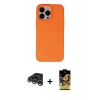 MARSİLYAN™- iPhone 15 Pro Kılıf Ahenk Serisi - Siyah Buffer Cam Ekran Koruyucu + Raze Metal Kamera Lens - GS