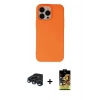 MARSİLYAN™- iPhone 15 Pro Kılıf Ahenk Serisi - Siyah Buffer Cam Ekran Koruyucu + Raze Metal Kamera Lens - LT