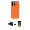 MARSİLYAN™- iPhone 15 Pro Kılıf Ahenk Serisi - Siyah Buffer Cam Ekran Koruyucu + Raze Metal Kamera Lens - SH