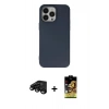 MARSİLYAN™- iPhone 15 Pro Kılıf Ahenk Serisi - Siyah Buffer Cam Ekran Koruyucu + Raze Metal Kamera Lens - SH