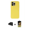 MARSİLYAN™- iPhone 15 Pro Kılıf Ahenk Serisi - Siyah Buffer Cam Ekran Koruyucu + Raze Metal Kamera Lens - SH