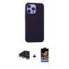 MARSİLYAN™- iPhone 15 Pro Kılıf Ahenk Serisi - Siyah Buffer Hayalet Cam Ekran Koruyucu + Raze Metal Kamera Lens - LT