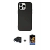 MARSİLYAN™- iPhone 15 Pro Kılıf Ahenk Serisi - Siyah Buffer Hayalet Cam Ekran Koruyucu + Raze Metal Kamera Lens - LT