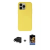 MARSİLYAN™- iPhone 15 Pro Kılıf Ahenk Serisi - Siyah Buffer Hayalet Cam Ekran Koruyucu + Raze Metal Kamera Lens - SH