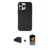 MARSİLYAN™- iPhone 15 Pro Kılıf Ahenk Serisi - Siyah Buffer Hayalet Cam Ekran Koruyucu + Raze Metal Kamera Lens - SH