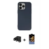 MARSİLYAN™- iPhone 15 Pro Kılıf Ahenk Serisi - Siyah Buffer Hayalet Cam Ekran Koruyucu + Raze Metal Kamera Lens - SH