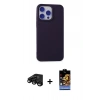 MARSİLYAN™- iPhone 15 Pro Kılıf Ahenk Serisi - Siyah Buffer Hayalet Cam Ekran Koruyucu + Raze Metal Kamera Lens - SH