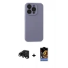 MARSİLYAN™- iPhone 15 Pro Kılıf Ahenk Serisi - Siyah Buffer Hayalet Cam Ekran Koruyucu + Raze Metal Kamera Lens - SH