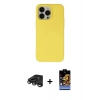 MARSİLYAN™- iPhone 15 Pro Kılıf Ahenk Serisi - Siyah Buffer Hayalet Cam Ekran Koruyucu + Raze Metal Kamera Lens - TMGI