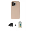 MARSİLYAN™- iPhone 15 Pro Kılıf Ahenk Serisi - Siyah Polymer Nano Ekran Koruyucu + Raze Metal Kamera Lens - TMGI