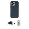 MARSİLYAN™- iPhone 15 Pro Kılıf Ahenk Serisi - Siyah Polymer Nano Ekran Koruyucu + Raze Metal Kamera Lens - SH