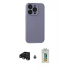 MARSİLYAN™- iPhone 15 Pro Kılıf Ahenk Serisi - Siyah Polymer Nano Ekran Koruyucu + Raze Metal Kamera Lens - SH
