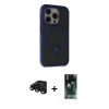 MARSİLYAN™- iPhone 15 Pro Kılıf Ahenk Yansıma Özel Seri - Şeffaf 360 Full Body Arka Koruyucu + Siyah Raze Metal Kamera Lens