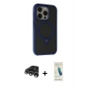MARSİLYAN™- iPhone 15 Pro Kılıf Ahenk Yansıma Özel Seri - Şeffaf Pasifik Cam Ekran Koruyucu + Gümüş Raze Metal Kamera Lens