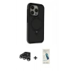 MARSİLYAN™- iPhone 15 Pro Kılıf Ahenk Yansıma Özel Seri - Şeffaf Pasifik Cam Ekran Koruyucu + Gümüş Raze Metal Kamera Lens