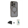 MARSİLYAN™- iPhone 15 Pro Kılıf Ahenk Yansıma Özel Seri - Şeffaf Pasifik Cam Ekran Koruyucu + Raze Metal Kamera Lens - TMGI