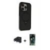 MARSİLYAN™- iPhone 15 Pro Kılıf Ahenk Yansıma Özel Seri - Siyah 360 Mat Full Body Arka Koruyucu + Raze Metal Kamera Lens - LT