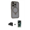 MARSİLYAN™- iPhone 15 Pro Kılıf Ahenk Yansıma Özel Seri - Siyah 360 Mat Full Body Arka Koruyucu + Raze Metal Kamera Lens - TMGI