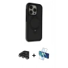 MARSİLYAN™- iPhone 15 Pro Kılıf Ahenk Yansıma Özel Seri - Siyah 3D Antistatik Cam Ekran Koruyucu + Raze Metal Kamera Lens - TMGI