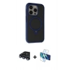 MARSİLYAN™- iPhone 15 Pro Kılıf Ahenk Yansıma Özel Seri - Siyah 3D Antistatik Cam Ekran Koruyucu + Raze Metal Kamera Lens - LT