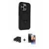 MARSİLYAN™- iPhone 15 Pro Kılıf Ahenk Yansıma Özel Seri - Siyah 3D Antistatik Mat Seramik Nano Ekran Koruyucu + Raze Metal Kamera Lens - TMGI
