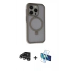 MARSİLYAN™- iPhone 15 Pro Kılıf Ahenk Yansıma Özel Seri - Siyah 3D Antistatik Seramik Nano Ekran Koruyucu + Raze Metal Kamera Lens - GS