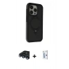 MARSİLYAN™- iPhone 15 Pro Kılıf Ahenk Yansıma Özel Seri - Siyah Bilvis 0.18mm Plus Cam Ekran Koruyucu + Raze Metal Kamera Lens - LT