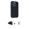 MARSİLYAN™- iPhone 15 Pro Kılıf Ahenk Yansıma Özel Seri - Siyah Bilvis 0.18mm Plus Cam Ekran Koruyucu + Raze Metal Kamera Lens - SH