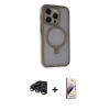 MARSİLYAN™- iPhone 15 Pro Kılıf Ahenk Yansıma Özel Seri - Siyah Bilvis 3D Mat Cam Ekran Koruyucu + Raze Metal Kamera Lens - LT