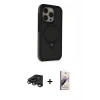 MARSİLYAN™- iPhone 15 Pro Kılıf Ahenk Yansıma Özel Seri - Siyah Bilvis 3D Mat Cam Ekran Koruyucu + Raze Metal Kamera Lens - TMGI