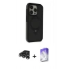 MARSİLYAN™- iPhone 15 Pro Kılıf Ahenk Yansıma Özel Seri - Siyah Bilvis 5in1 3D Magic Cam Ekran Koruyucu + Raze Metal Kamera Lens - GS