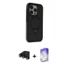 MARSİLYAN™- iPhone 15 Pro Kılıf Ahenk Yansıma Özel Seri - Siyah Bilvis 5in1 3D Magic Cam Ekran Koruyucu + Raze Metal Kamera Lens - SH