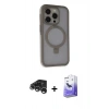 MARSİLYAN™- iPhone 15 Pro Kılıf Ahenk Yansıma Özel Seri - Siyah Bilvis 5in1 5D Magic Hayalet Cam Ekran Koruyucu + Raze Metal Kamera Lens - GS