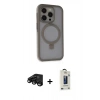 MARSİLYAN™- iPhone 15 Pro Kılıf Ahenk Yansıma Özel Seri - Siyah Bilvis Hayalet Cam Ekran Koruyucu + Raze Metal Kamera Lens - SH