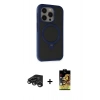 MARSİLYAN™- iPhone 15 Pro Kılıf Ahenk Yansıma Özel Seri - Siyah Buffer Cam Ekran Koruyucu + Raze Metal Kamera Lens - TMGI