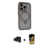MARSİLYAN™- iPhone 15 Pro Kılıf Ahenk Yansıma Özel Seri - Siyah Buffer Cam Ekran Koruyucu + Raze Metal Kamera Lens - TMGI