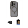 MARSİLYAN™- iPhone 15 Pro Kılıf Ahenk Yansıma Özel Seri - Siyah Buffer Hayalet Cam Ekran Koruyucu + Raze Metal Kamera Lens - SH