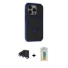 MARSİLYAN™- iPhone 15 Pro Kılıf Ahenk Yansıma Özel Seri - Siyah Polymer Nano Ekran Koruyucu + Raze Metal Kamera Lens - LT