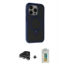 MARSİLYAN™- iPhone 15 Pro Kılıf Ahenk Yansıma Özel Seri - Siyah Polymer Nano Ekran Koruyucu + Raze Metal Kamera Lens - GS