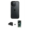 MARSİLYAN™- iPhone 15 Pro Kılıf Akış Çizgi Koleksiyonu - Şeffaf 360 Full Body Arka Koruyucu + Raze Metal Kamera Lens - SH