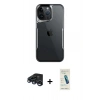 MARSİLYAN™- iPhone 15 Pro Kılıf Akış Çizgi Koleksiyonu - Şeffaf Pasifik Cam Ekran Koruyucu + Raze Metal Kamera Lens - LT