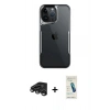 MARSİLYAN™- iPhone 15 Pro Kılıf Akış Çizgi Koleksiyonu - Şeffaf Pasifik Cam Ekran Koruyucu + Raze Metal Kamera Lens - TMGI